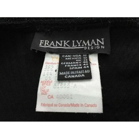 FRANK LYMAN Design Long Sleeve Top Blouse Size 12 Black Textured Metallic Nylon - Picture 5 of 6